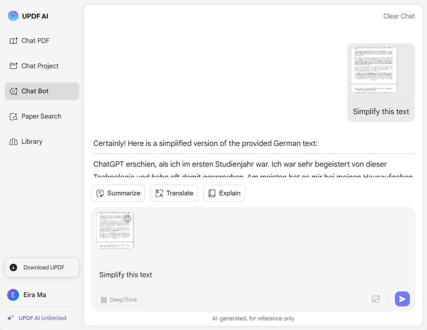 zjednodušovač vět UPDF AI online