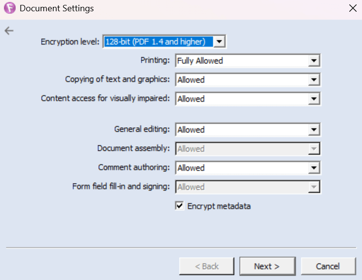 set pdf passwords with corel