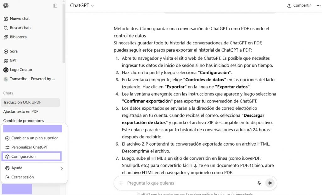 conficuracion gpt