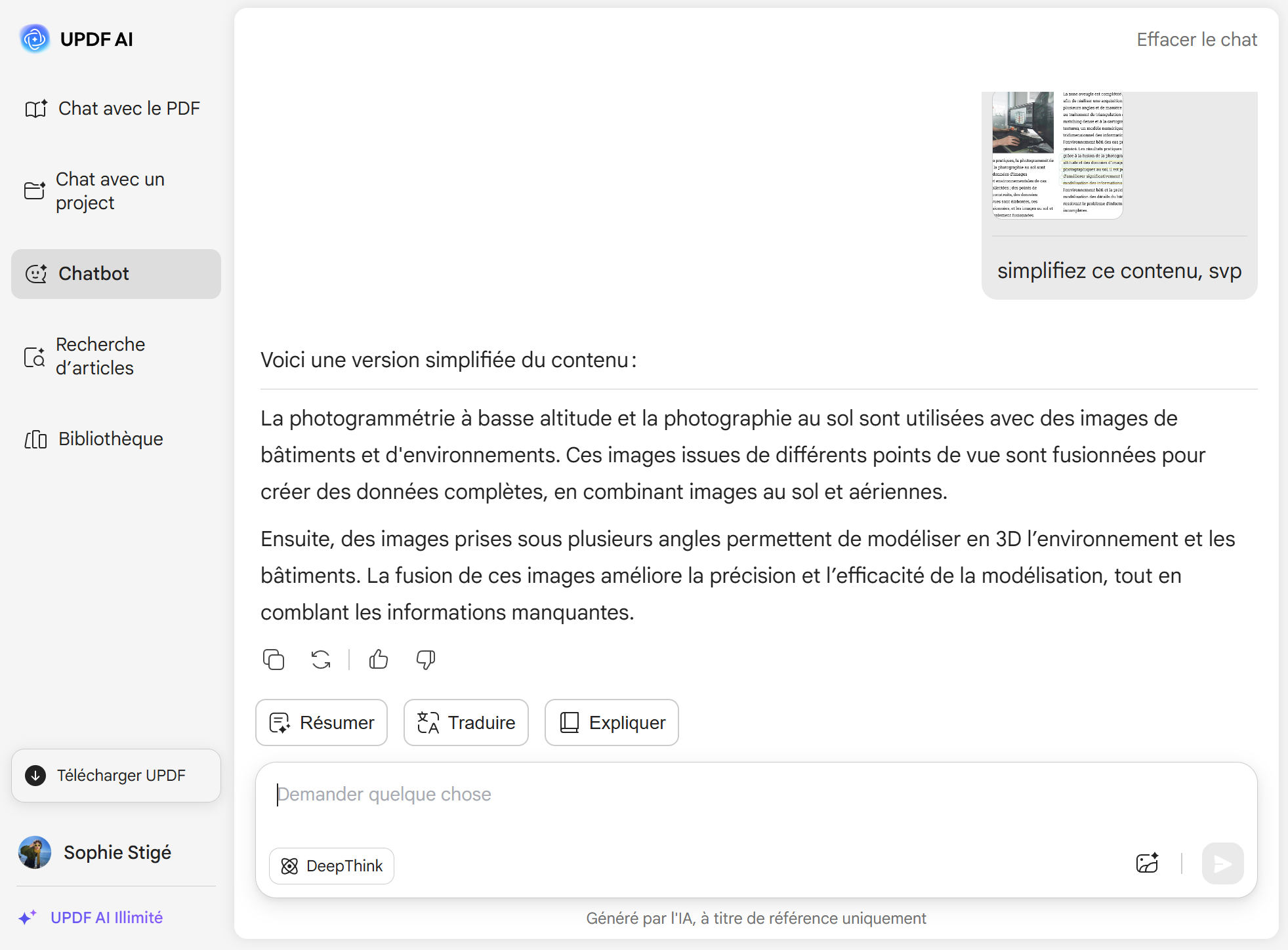 simplificateur de phrases updf ai en ligne
