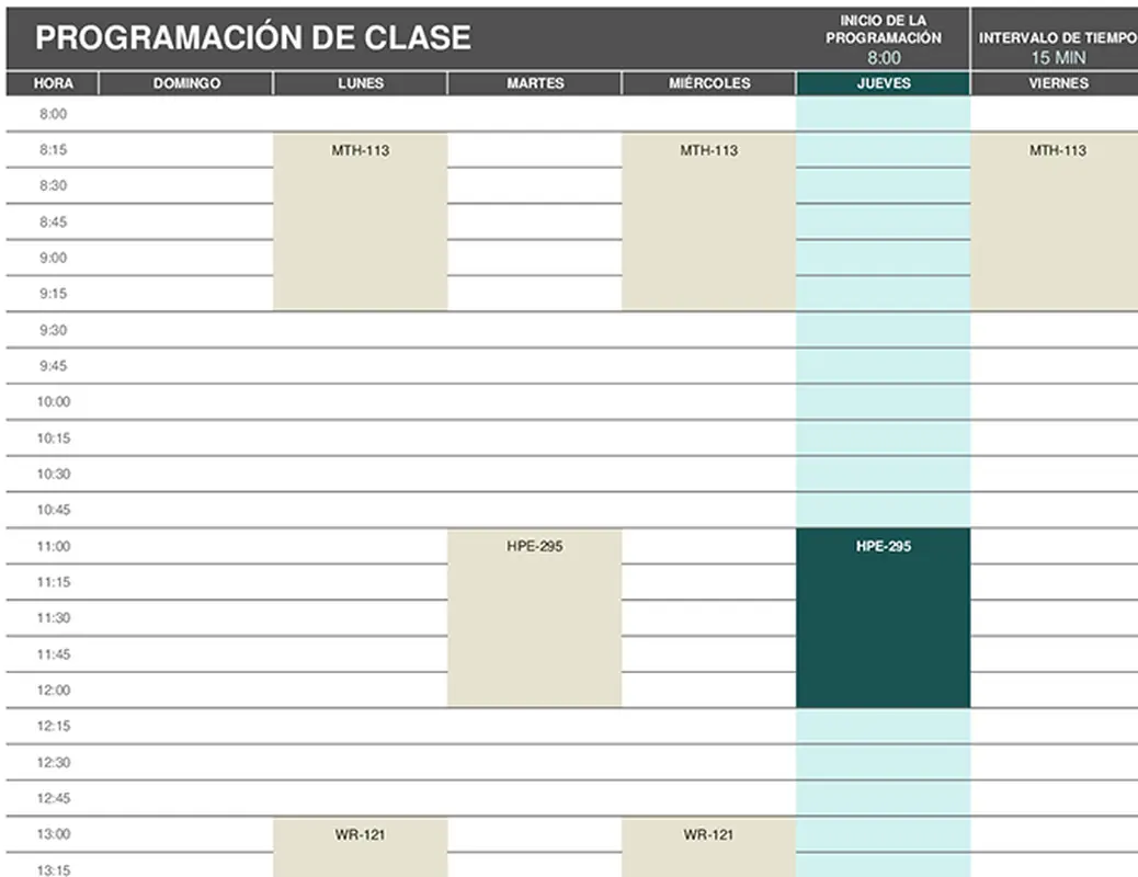 Plantilla de clases y actividades para estudiantes