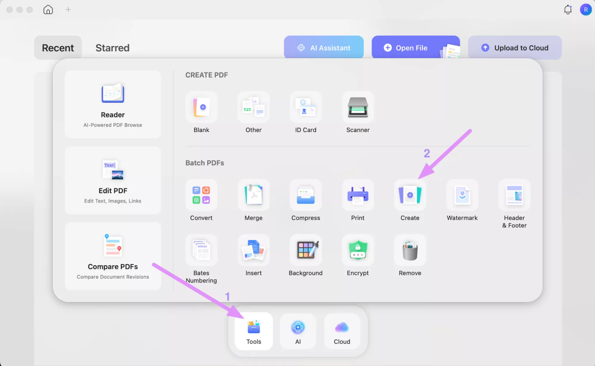 tap on batch pdf create updf mac