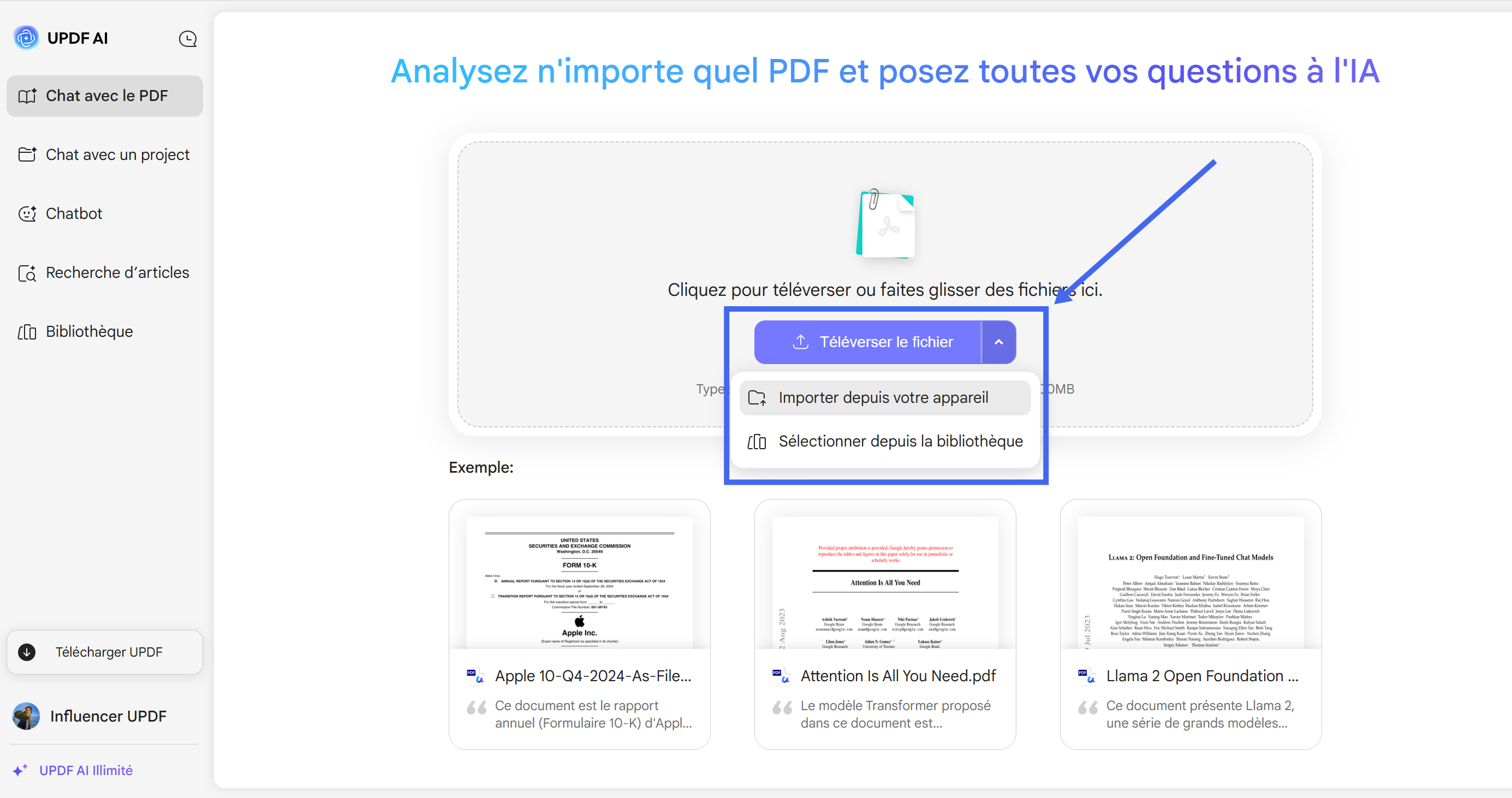 télécharger le fichier sur updf ai en ligne