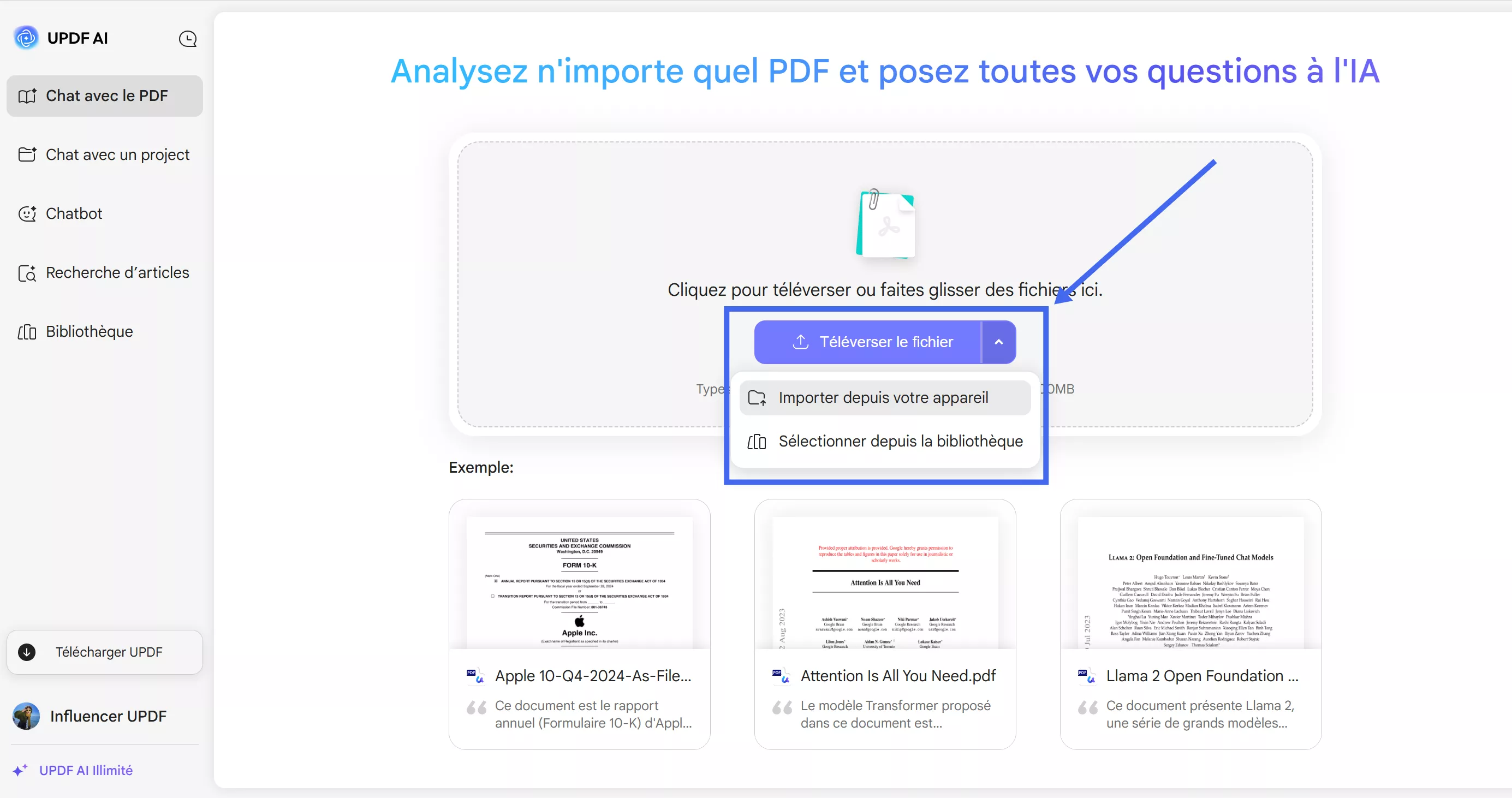 télécharger le fichier sur updf ai en ligne