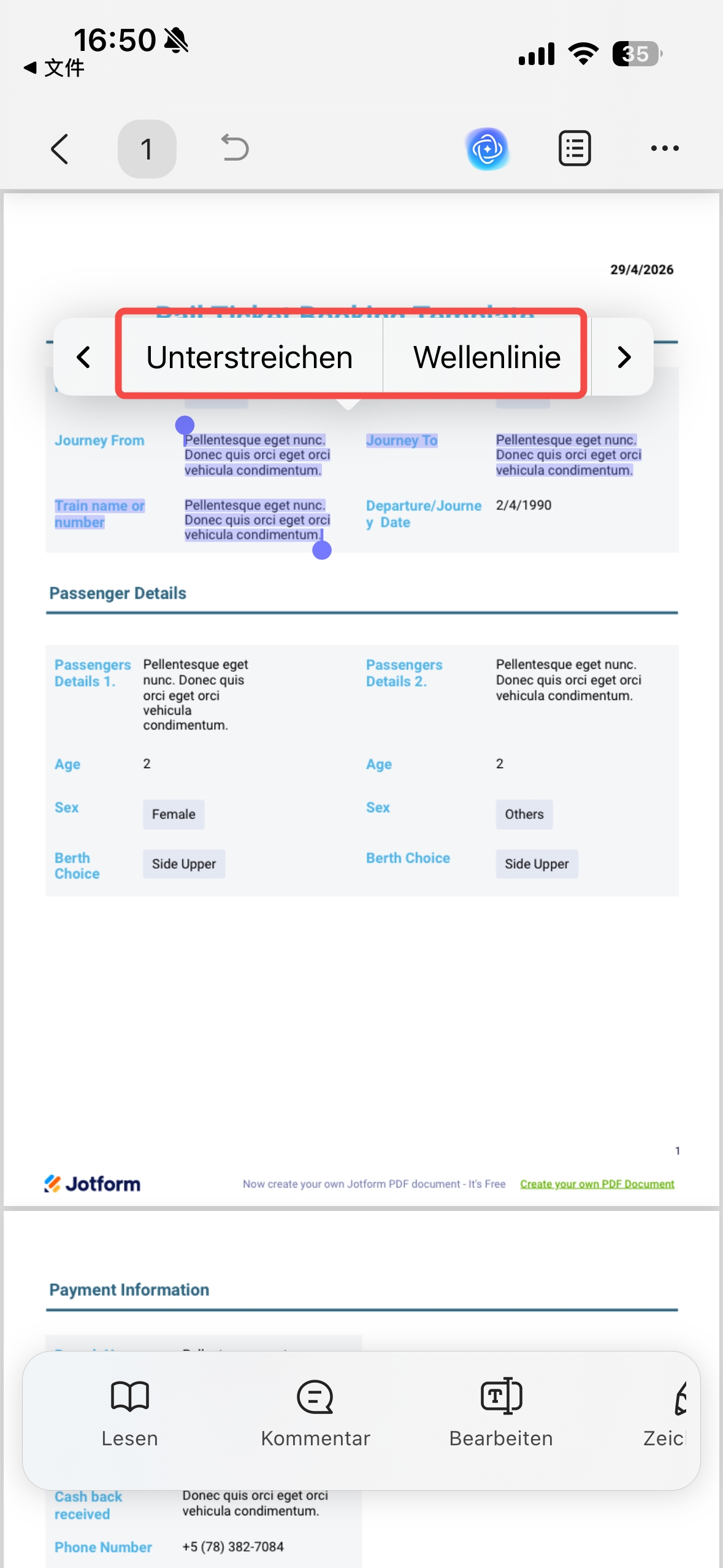 Ändern des Textes in einer PDF-Datei 