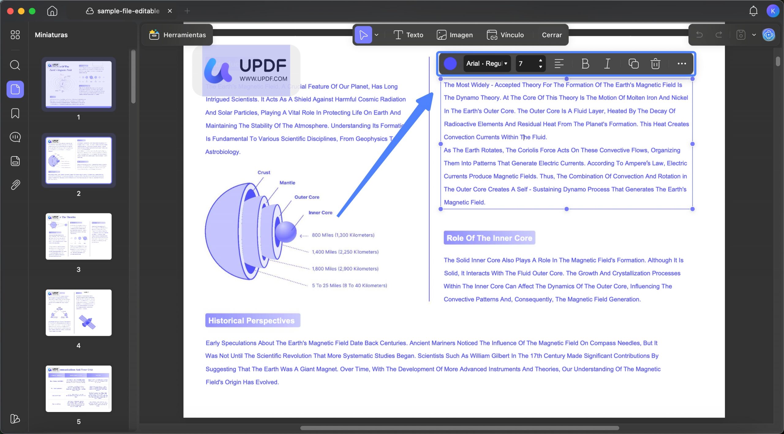 Editar texto con UPDF en Mac