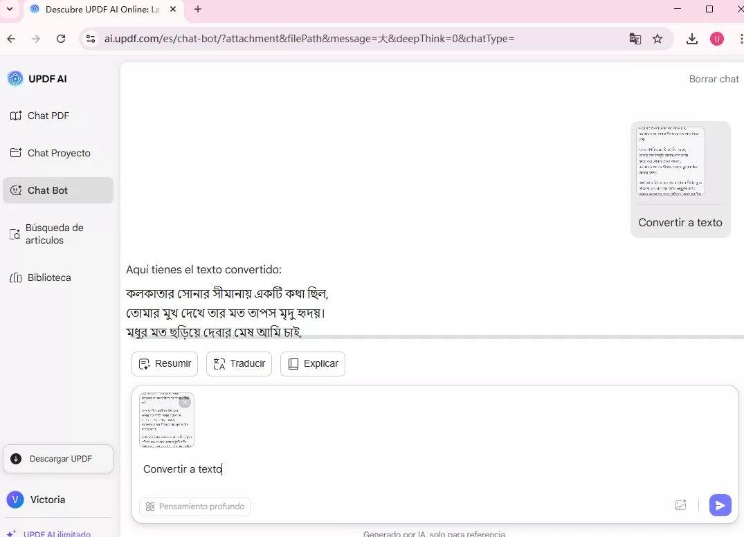 Extracción de texto con UPDF AI en Windows