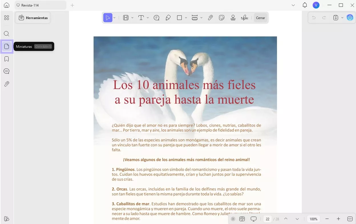 habilitar la opción de miniaturas de PDF