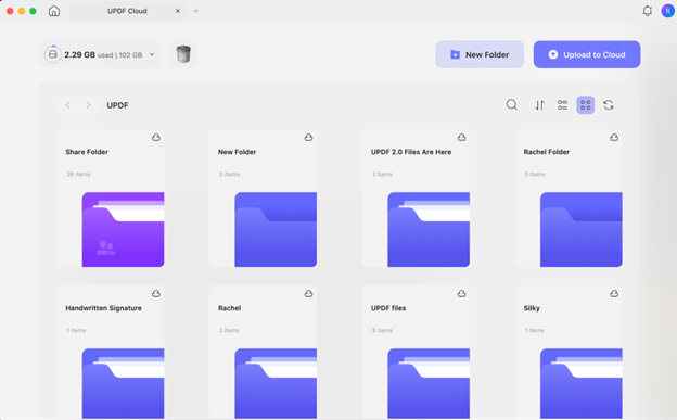 Uploaded files on UPDF Cloud on Mac