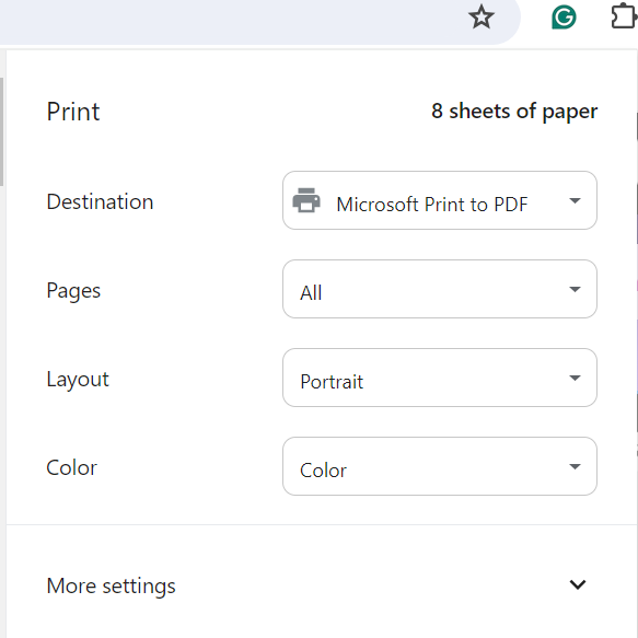 select microsoft print to pdf to save it in pdf format