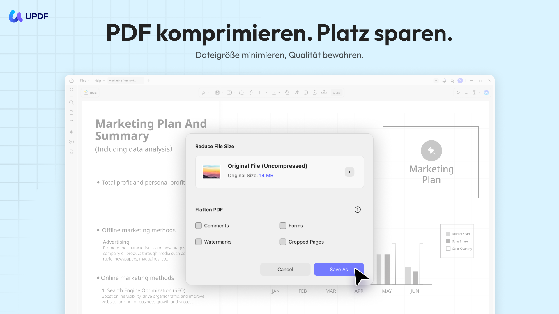 UPDF komprimiert PDF-Dateien