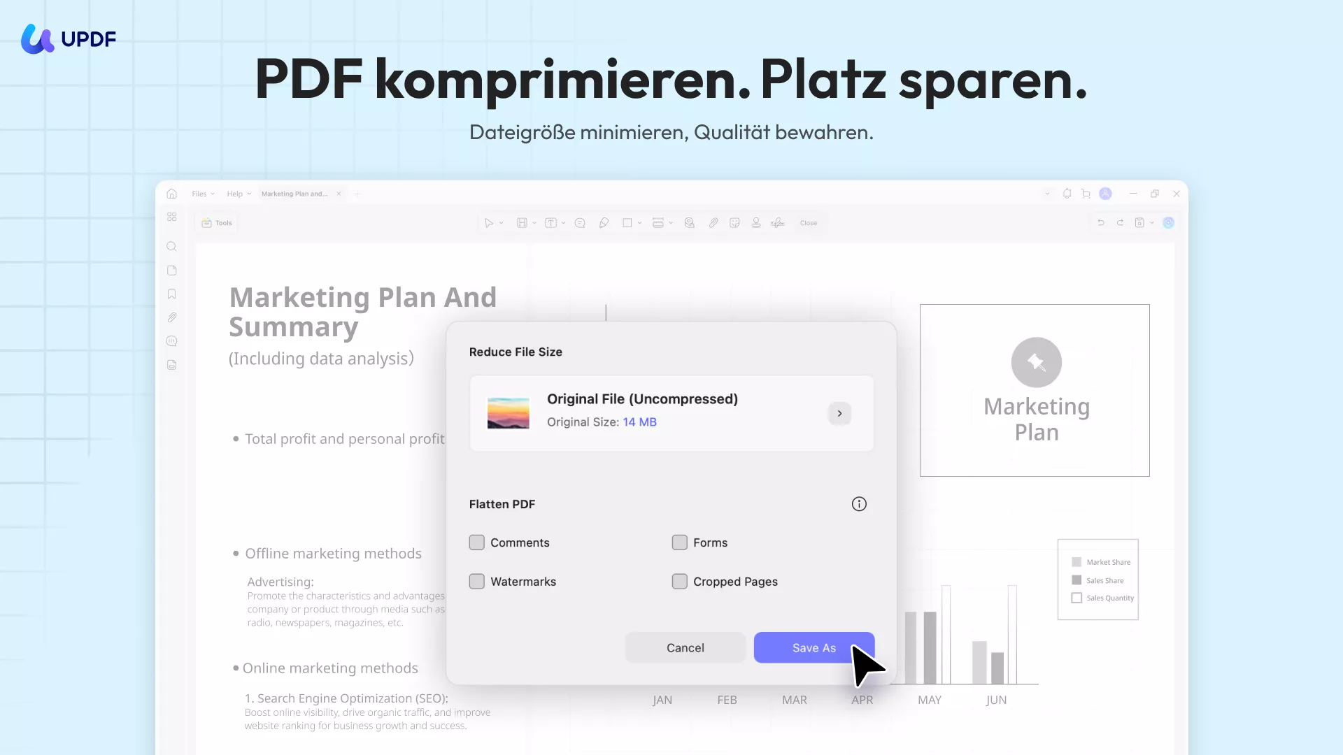 UPDF komprimiert PDF-Dateien