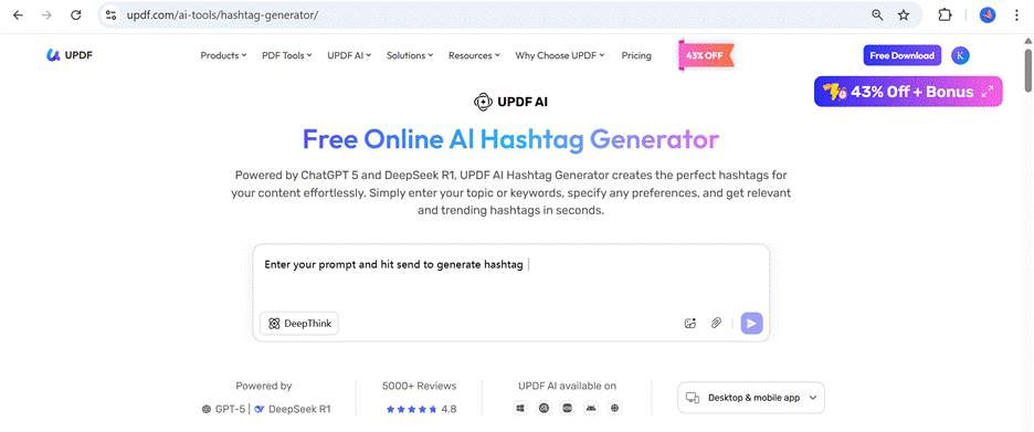 hashtag generator updf ai