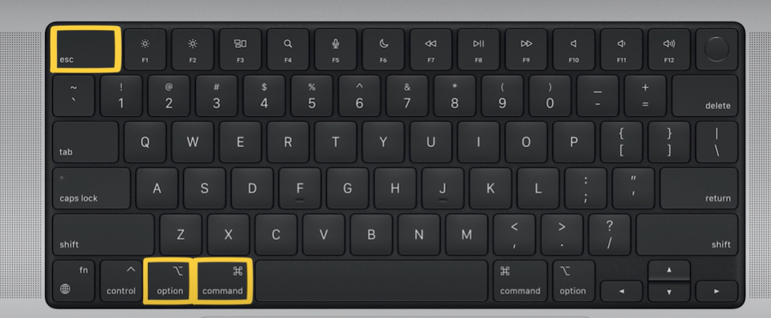 Keyboard shortcut to force quit app on Mac