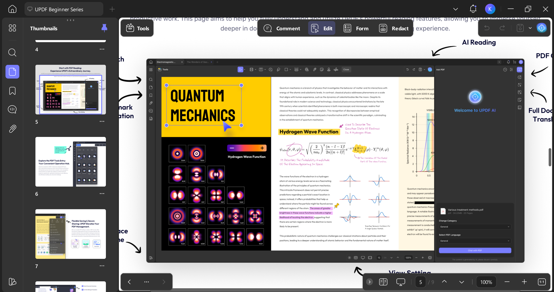UPDF interface showing PDF editing
