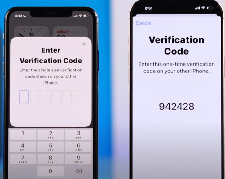  Verification code displayed on iPhone screen during eSIM transfer process