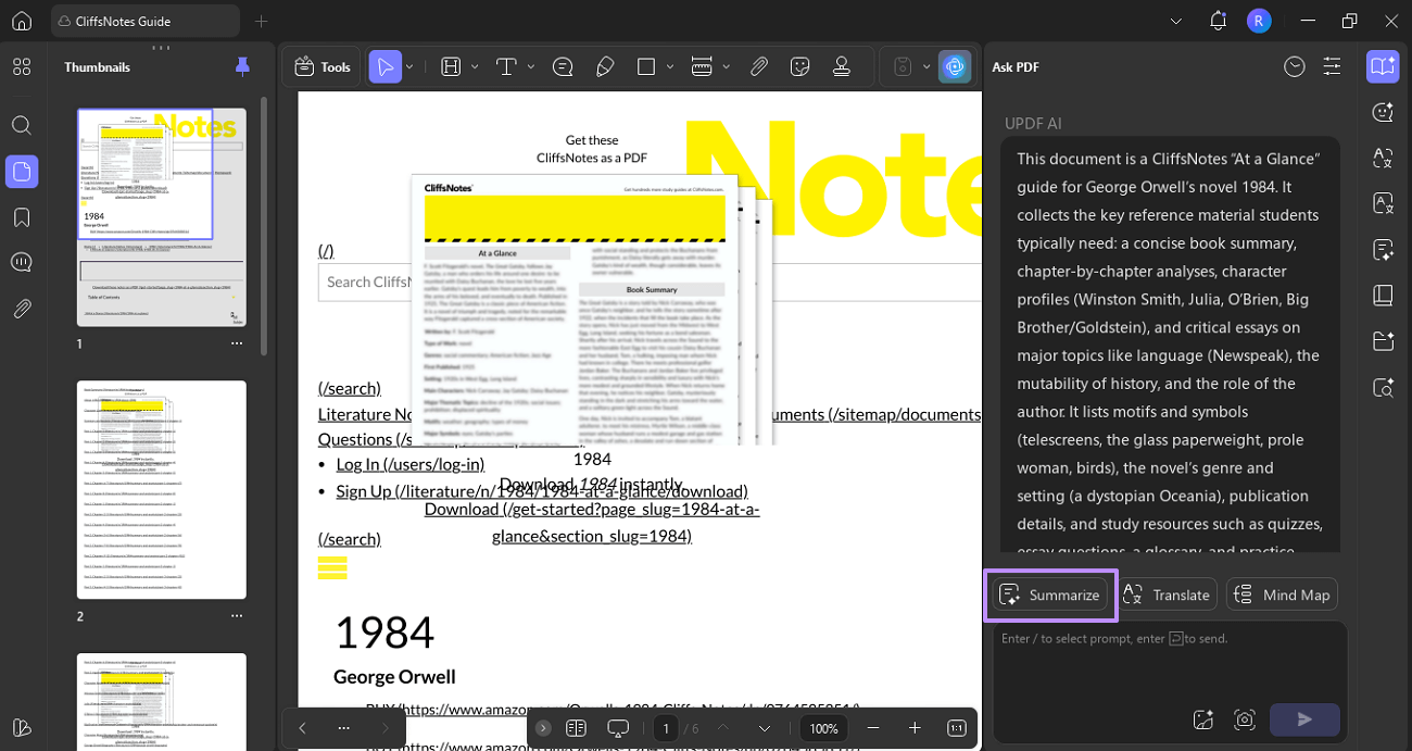 Access summarize feature updf ai windows