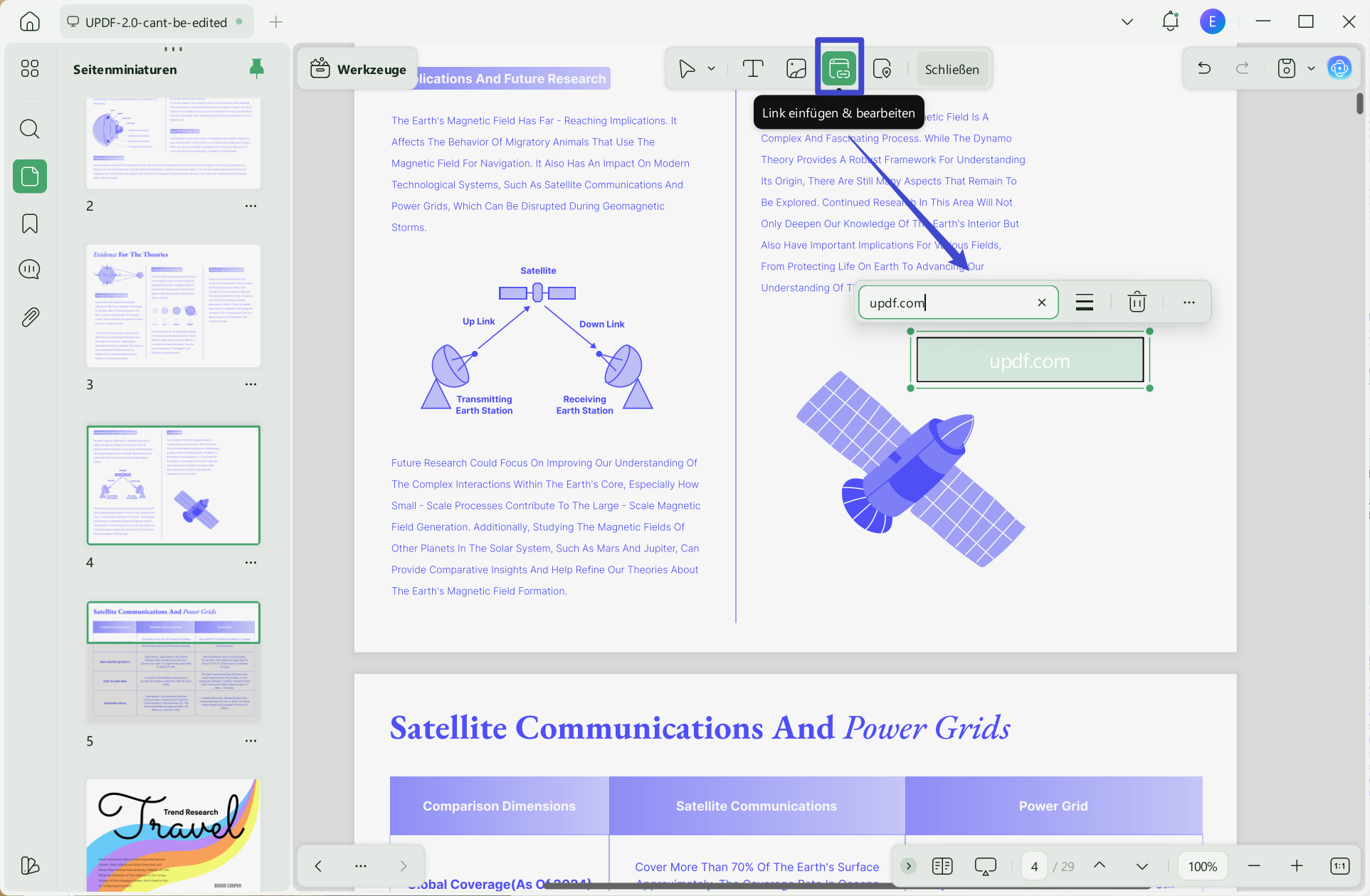 Website-Link einfügen und bearbeiten UPDF-Fenster