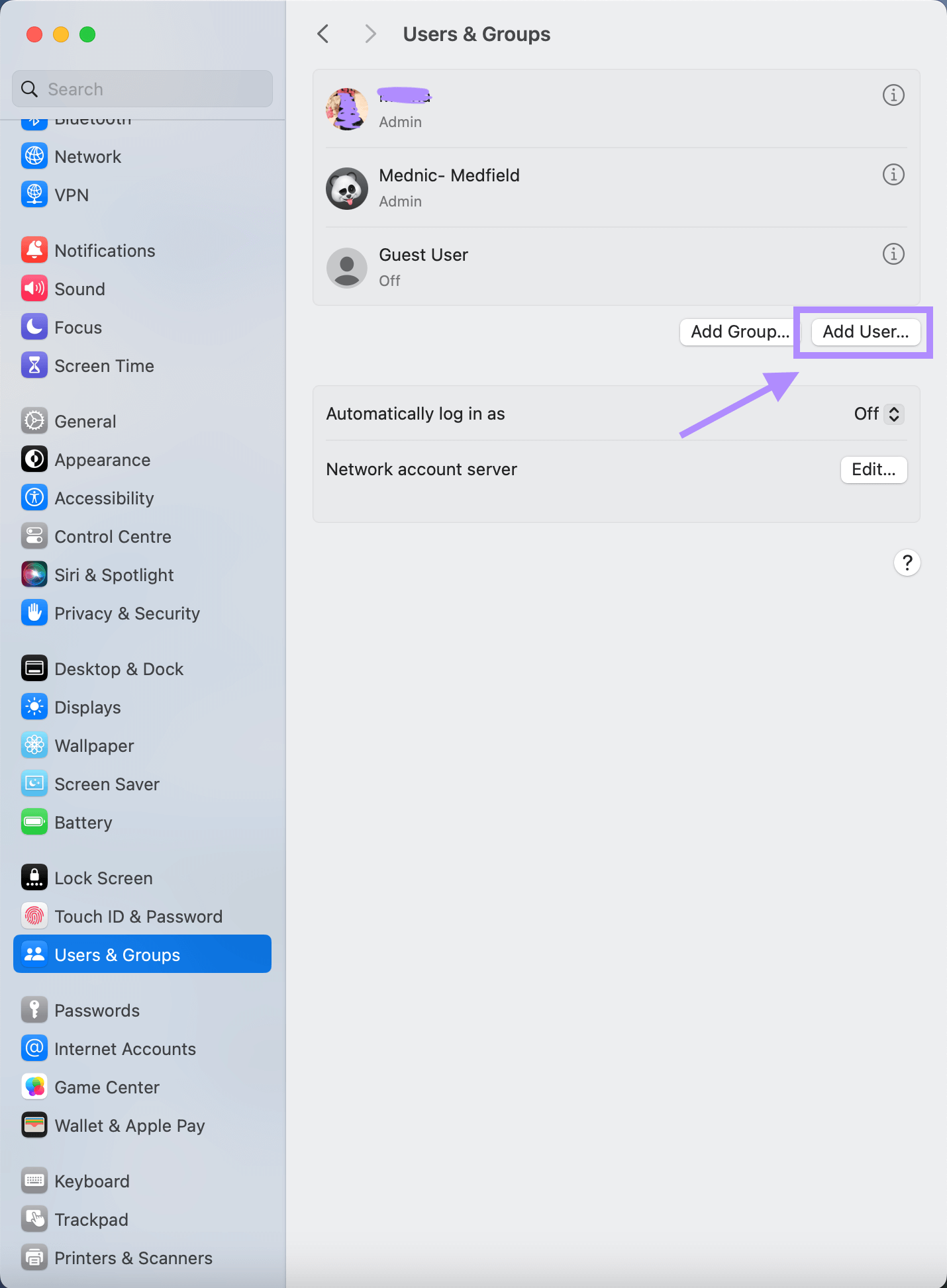 add new user profile on mac
