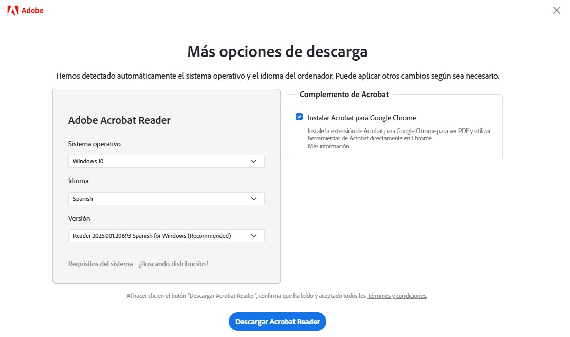 El controlador de vista previa de PDF no funciona. Más opciones de descarga