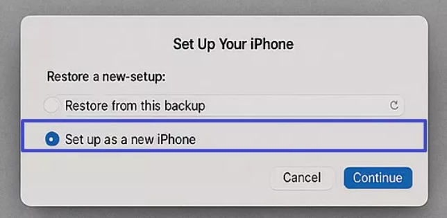 configurar como um novo iphone