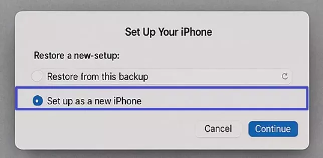 configurar como um novo iphone