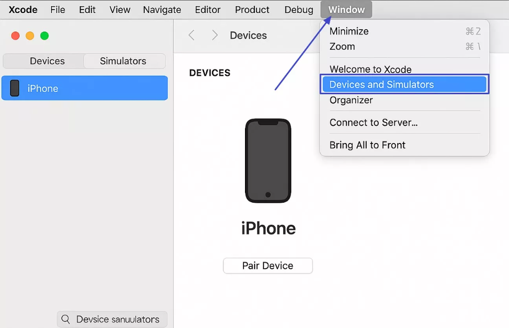 conecte-se ao mac com o xcode