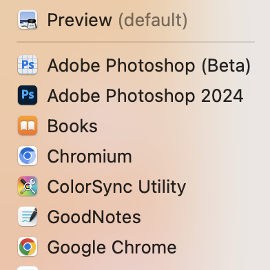 how to change default pdf viewer mac via open with