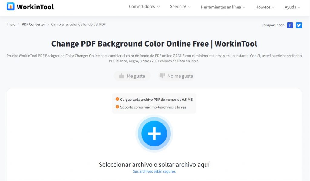 Cambiar color de fondo PDF WorkinTool