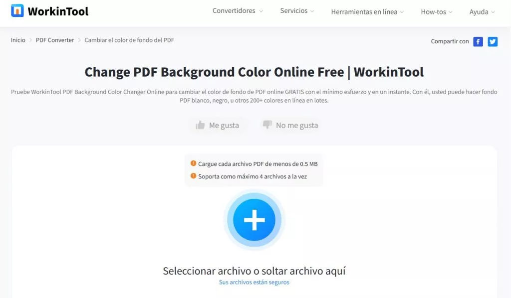 Cambiar color de fondo PDF WorkinTool