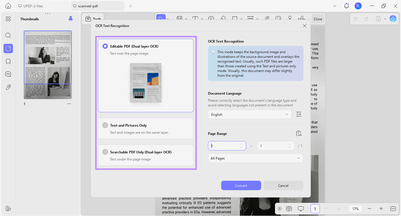  choose an ocr mode updf windows