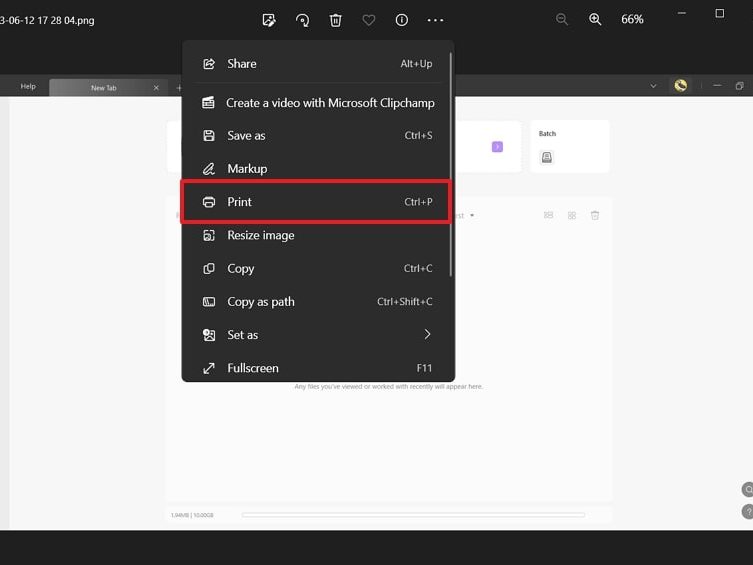 Choose print in the Photos app