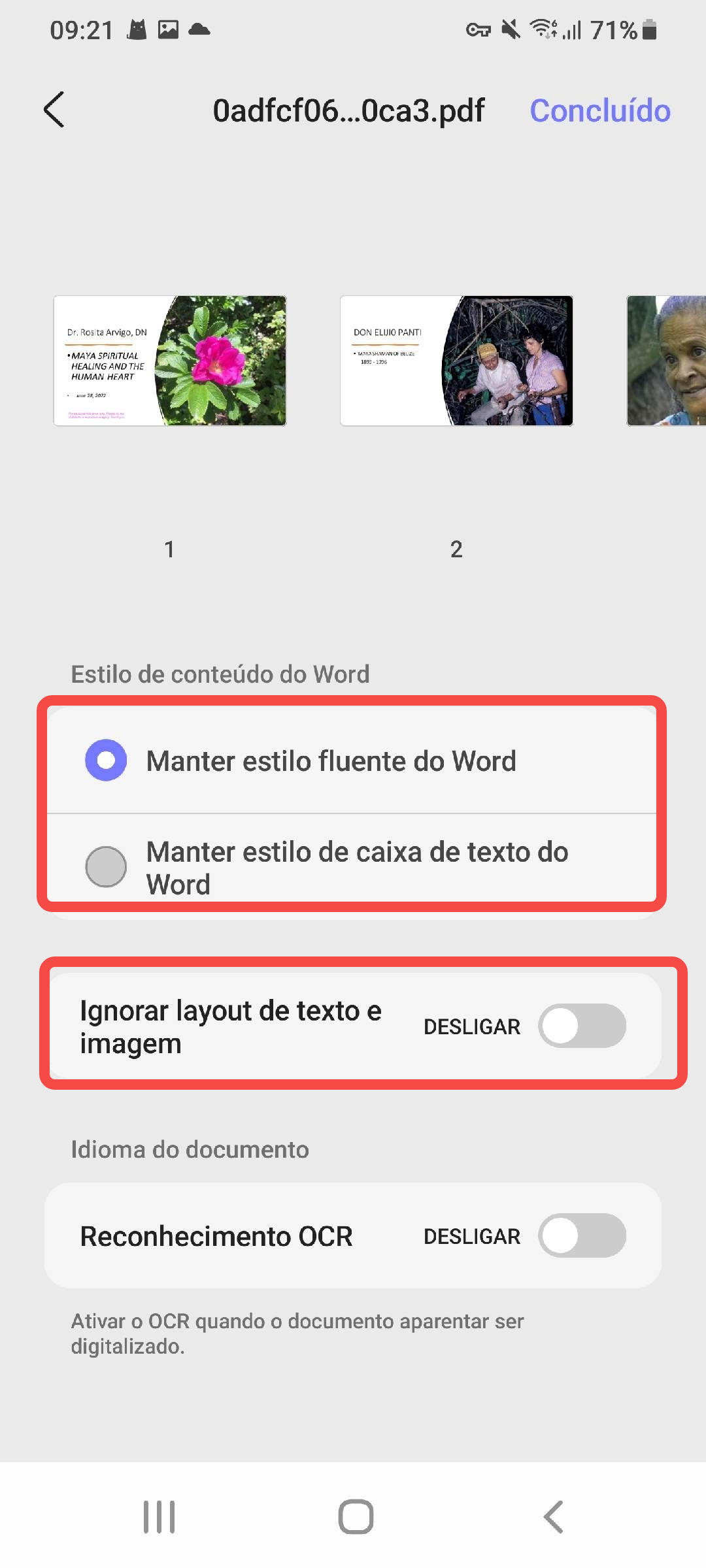 escolha a palavra conteúdo estilo updf android