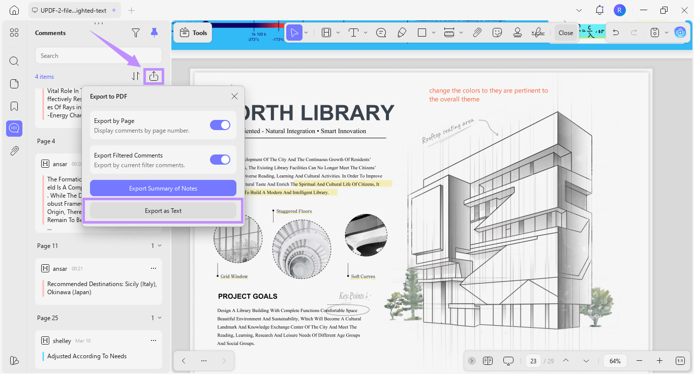 choose to export as text updf windows