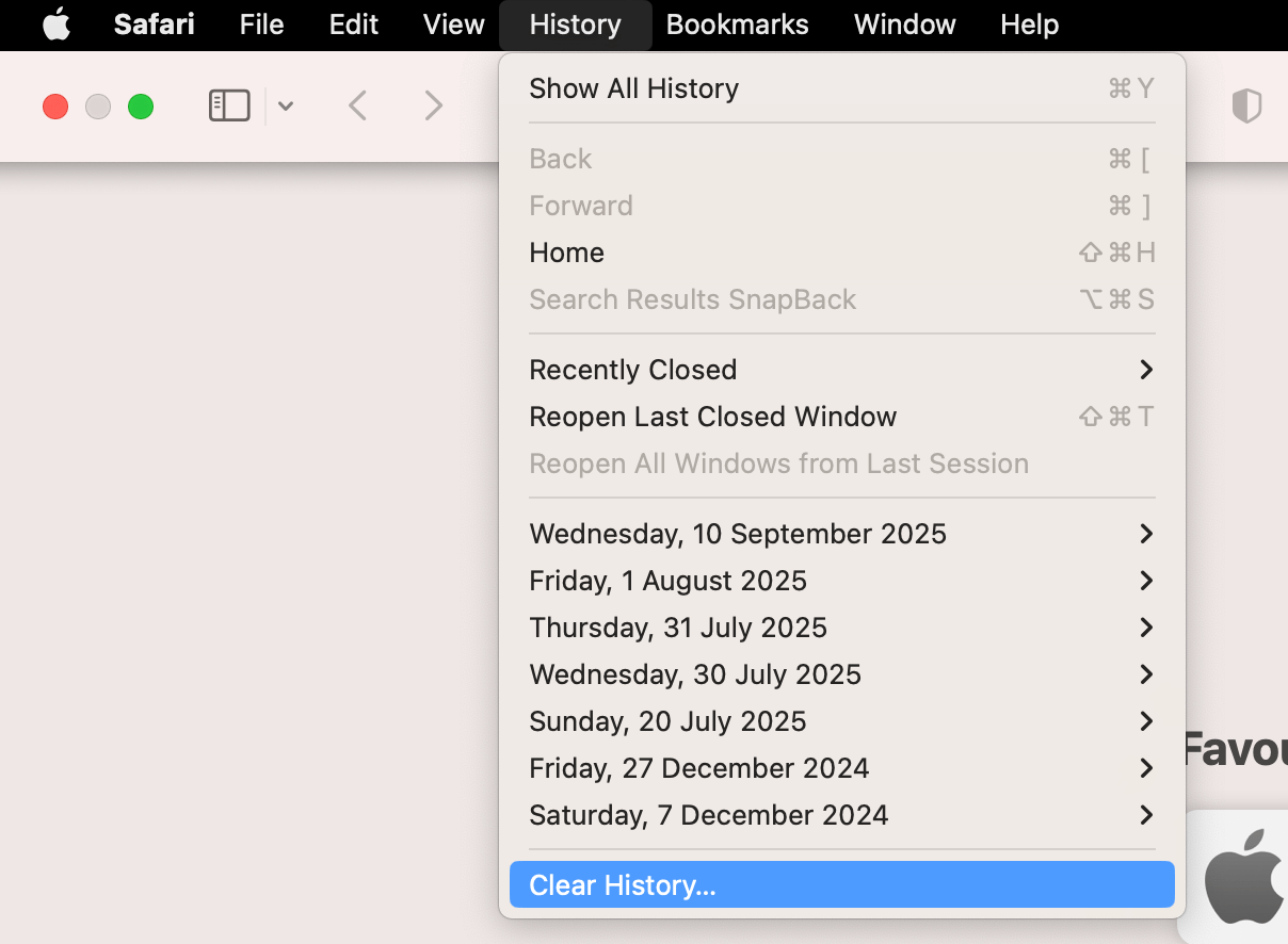  clear safari history mac