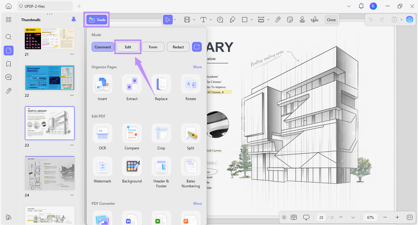Alt-text: click edit under tools updf windows