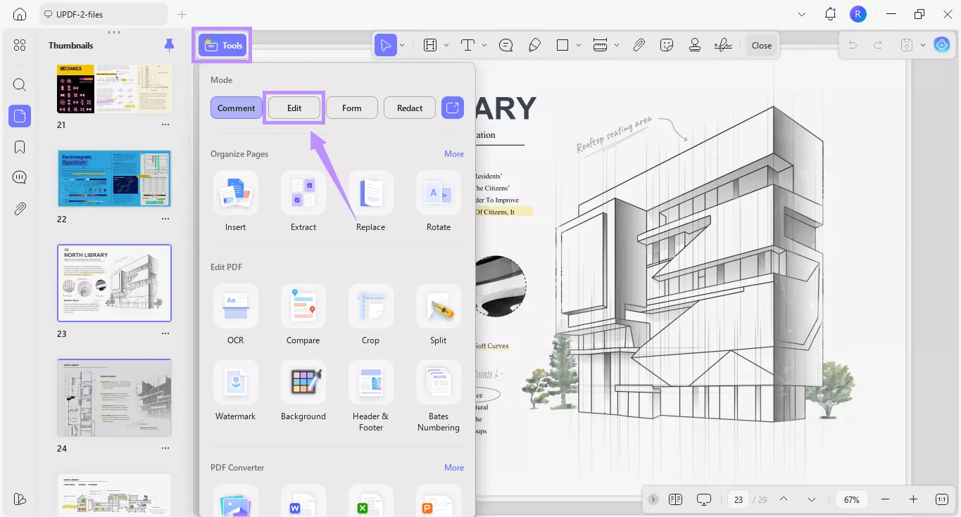 Alt-text: click edit under tools updf windows