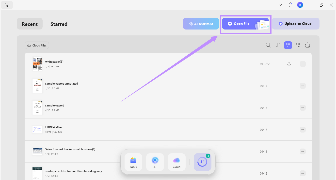 click open file updf windows