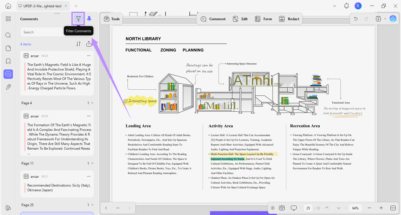  click the filter comments option updf windows