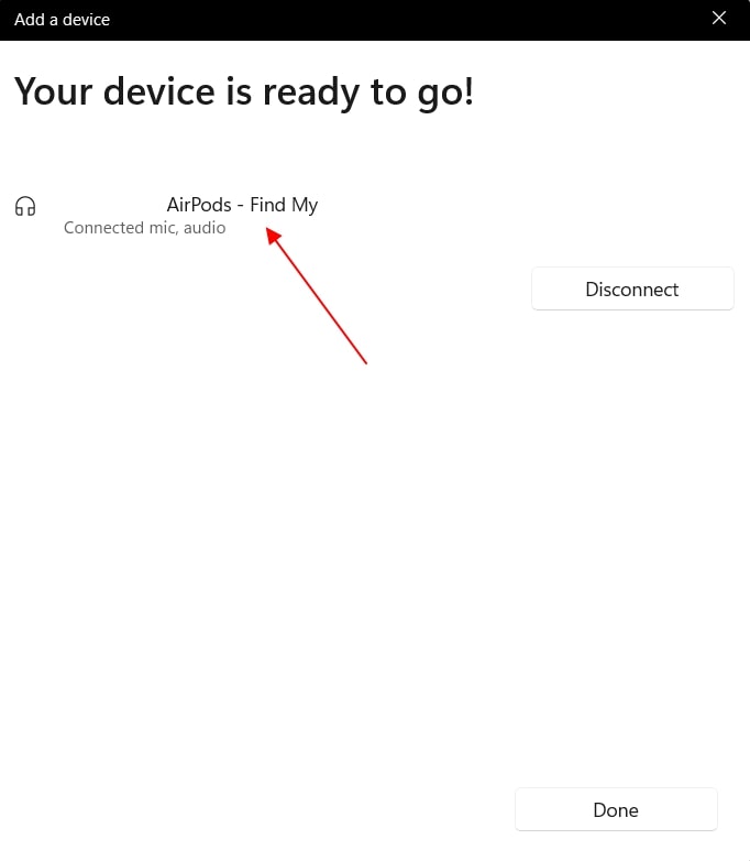 windows connect airpods