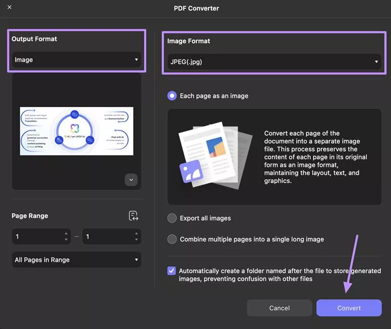 convert pdf to image updf mac