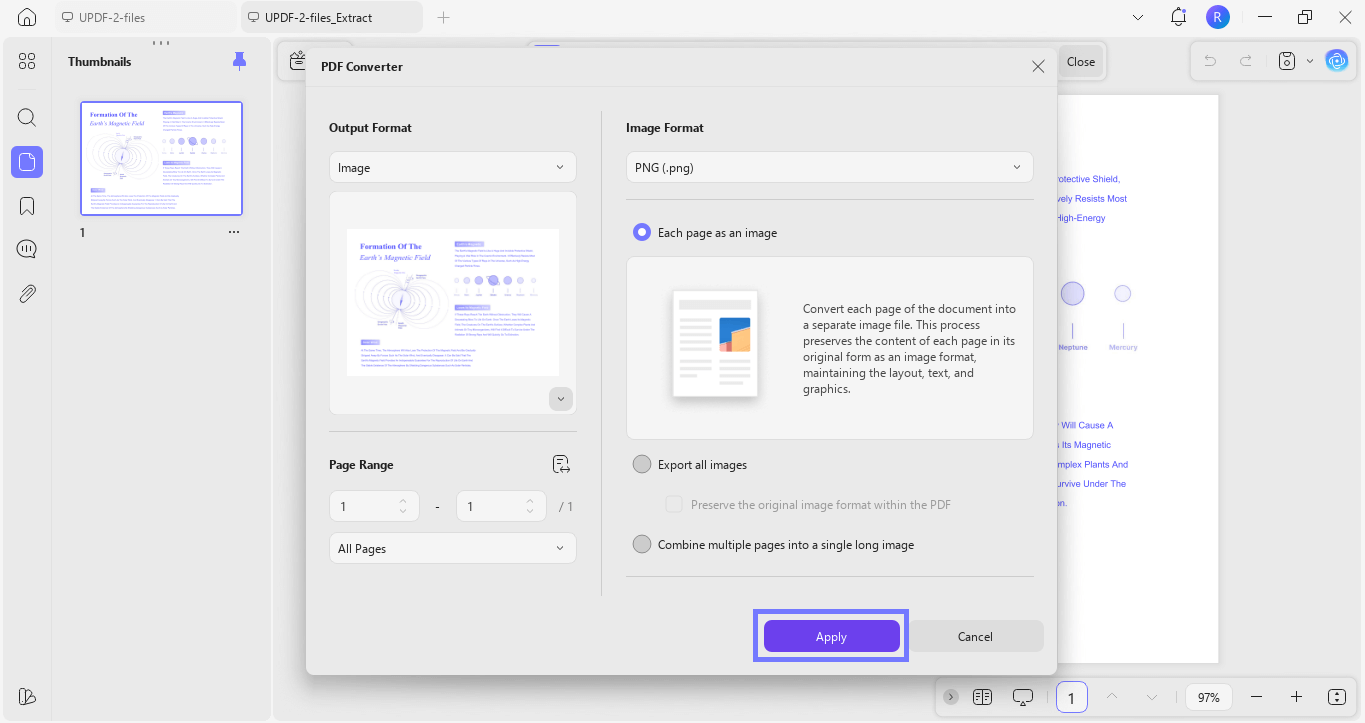 convert the pdf to image updf windows