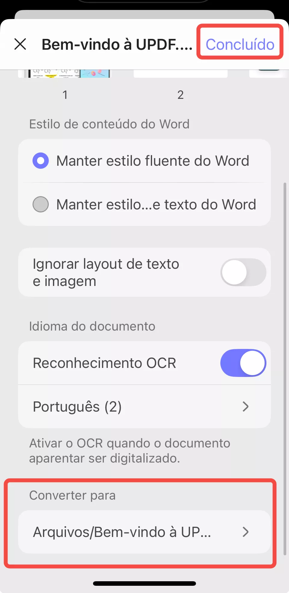 converter para