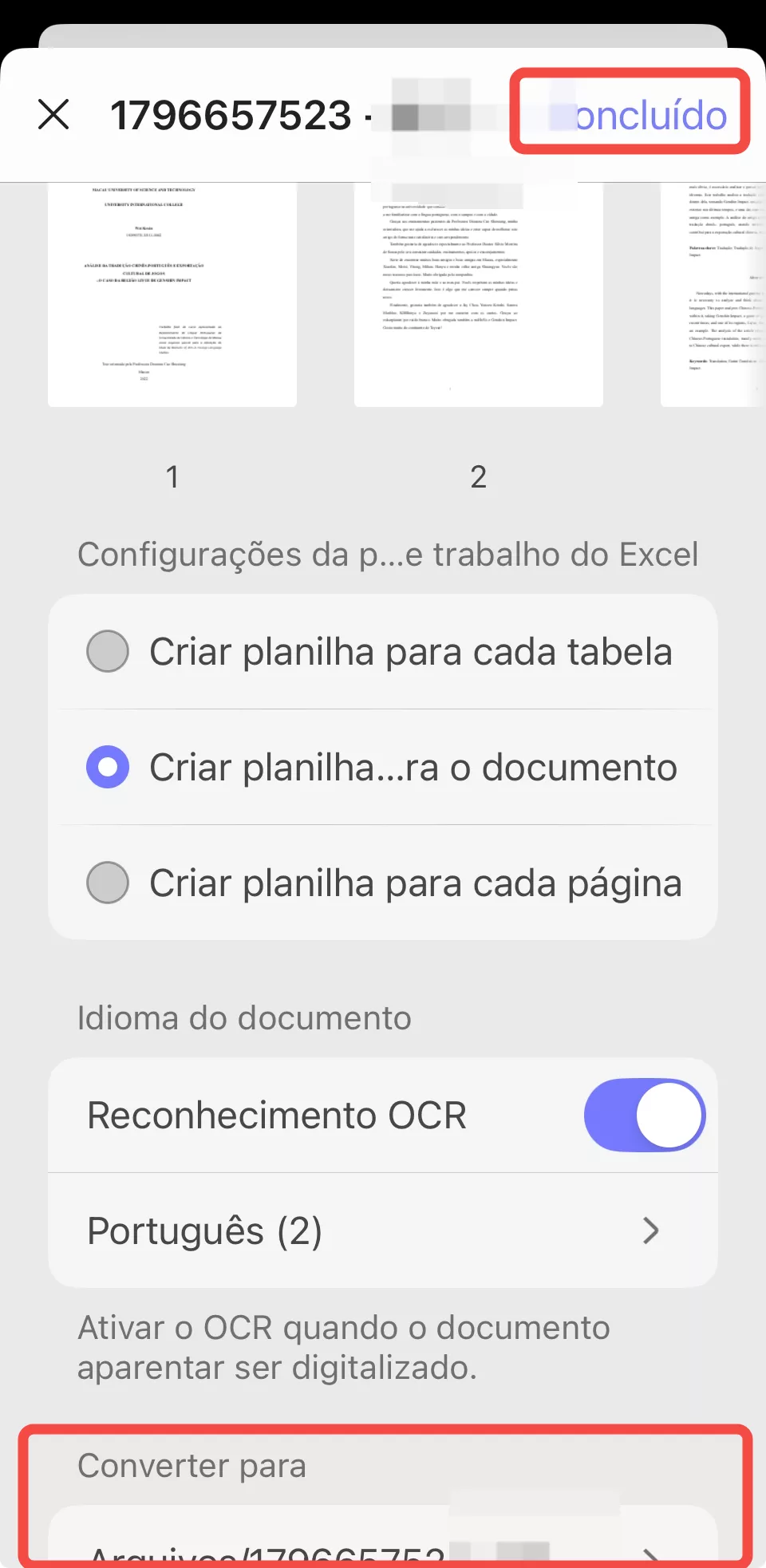 converter para