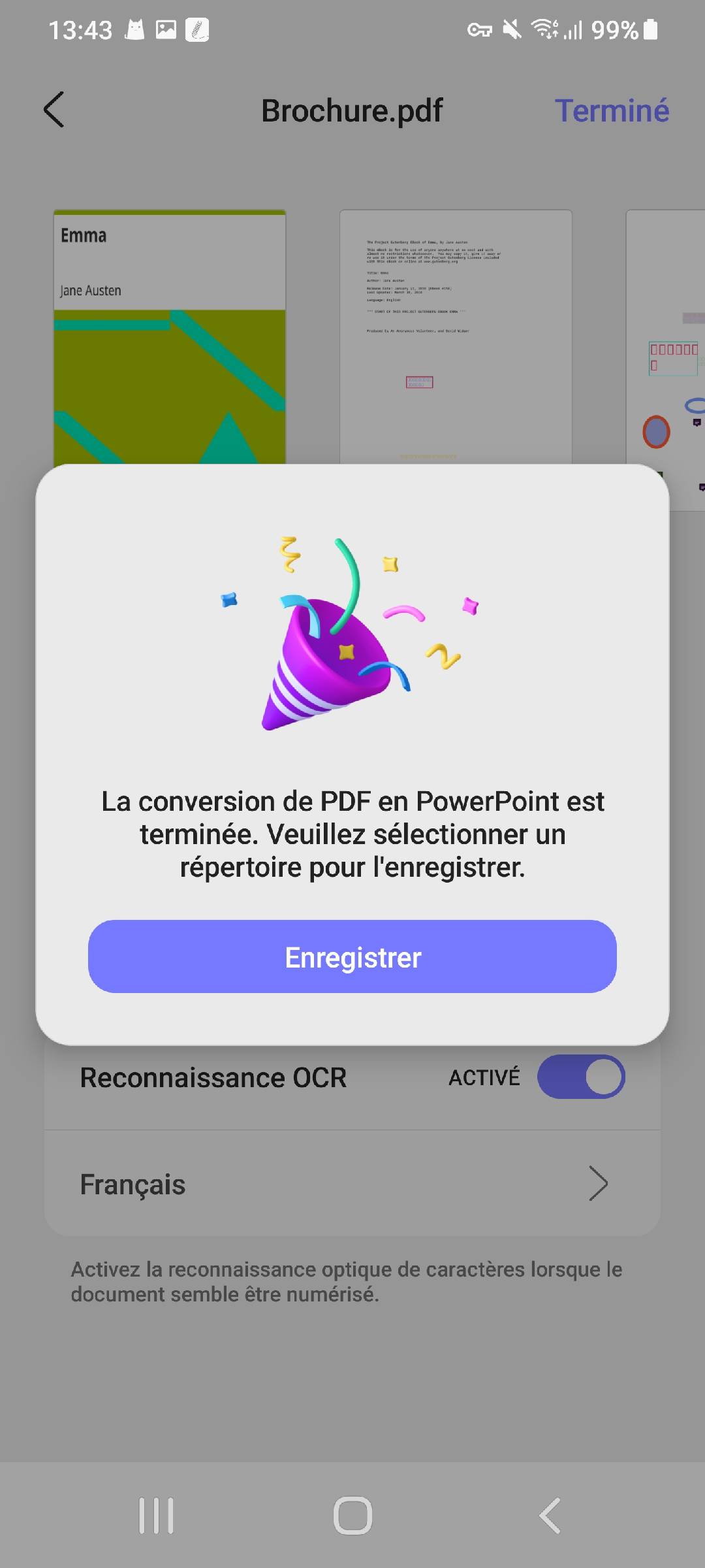 enregistrer le PPT converti à partir du PDF updf android
