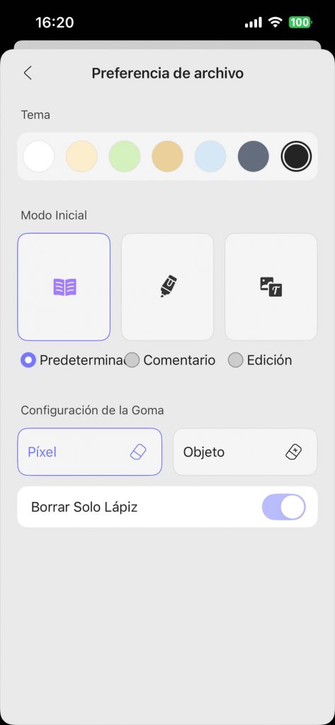 modo oscuro updf en ios