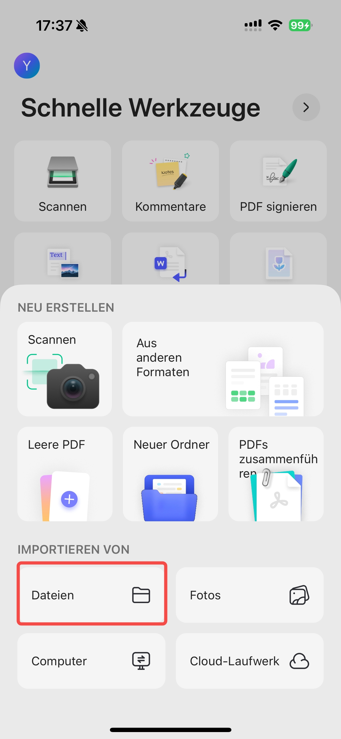 wählen Sie „Dateien“
