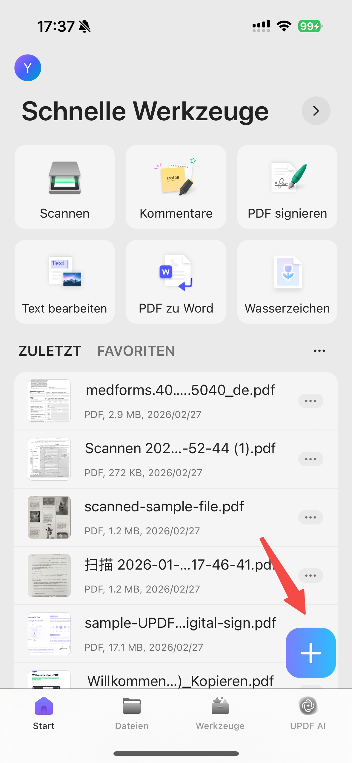 Öffnen eines PDF-Tickets in UPDF auf dem Handy 