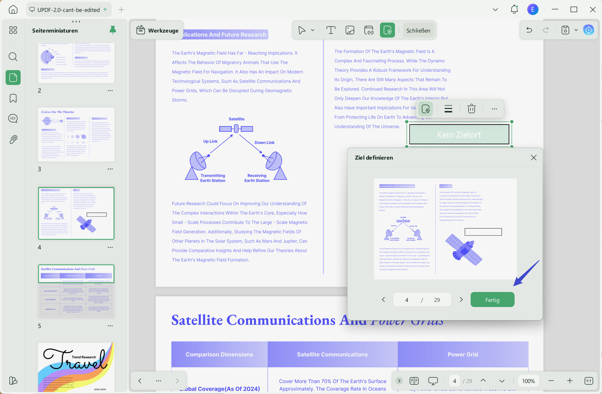 Wählen Sie die verknüpften Seiten aus und klicken Sie auf „Fertig“ (UPDF-Fenster).