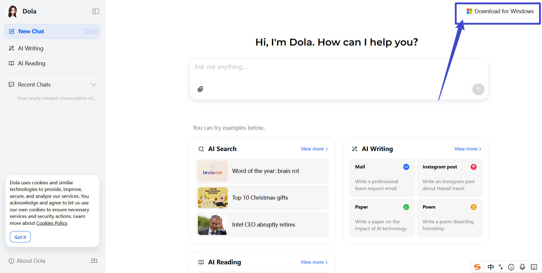 تنزيل dola ai desktop